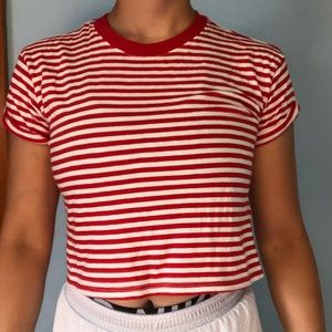 Red and White Striped Crop Top NWOT